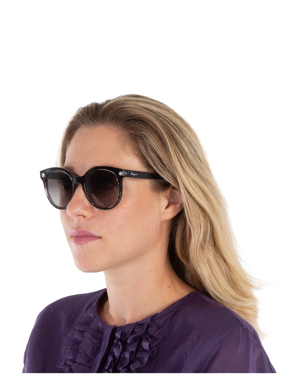 Salvatore Ferragamo Black Round-Frame Sunglasses
